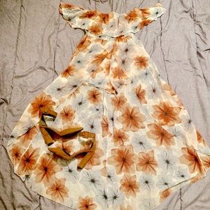 Off the shoulder floral maxi romper